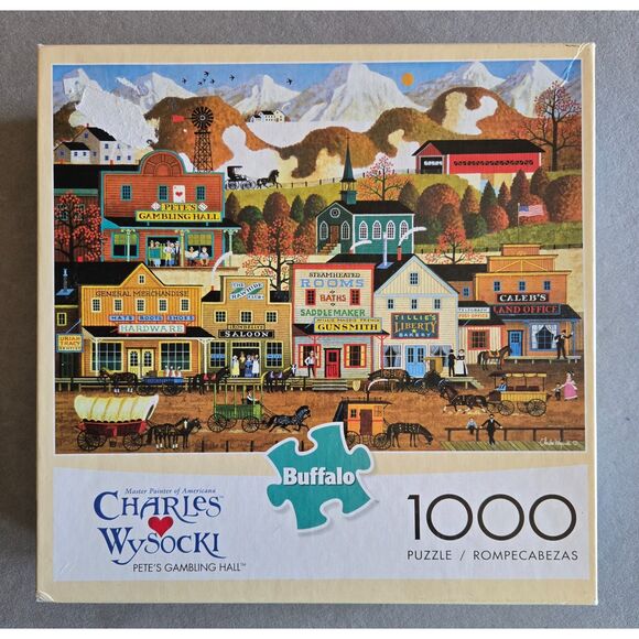 Buffalo Games Pete's Gambling Hall 1000 pc Charles Wysocki Complete Preowned - Picture 1 of 6